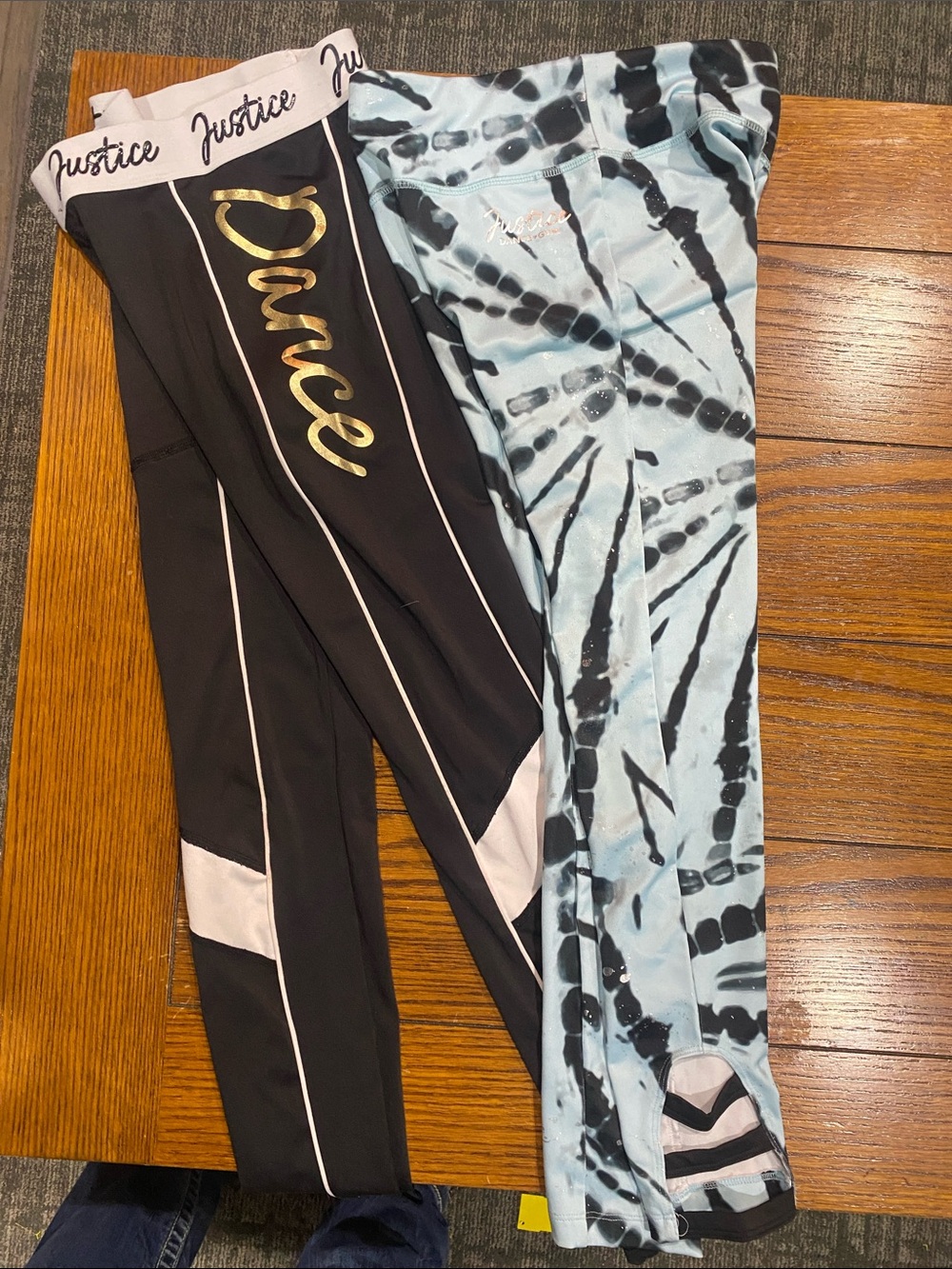 Justice Girls Black & Light Blue Tie-Dye Leggings Duo